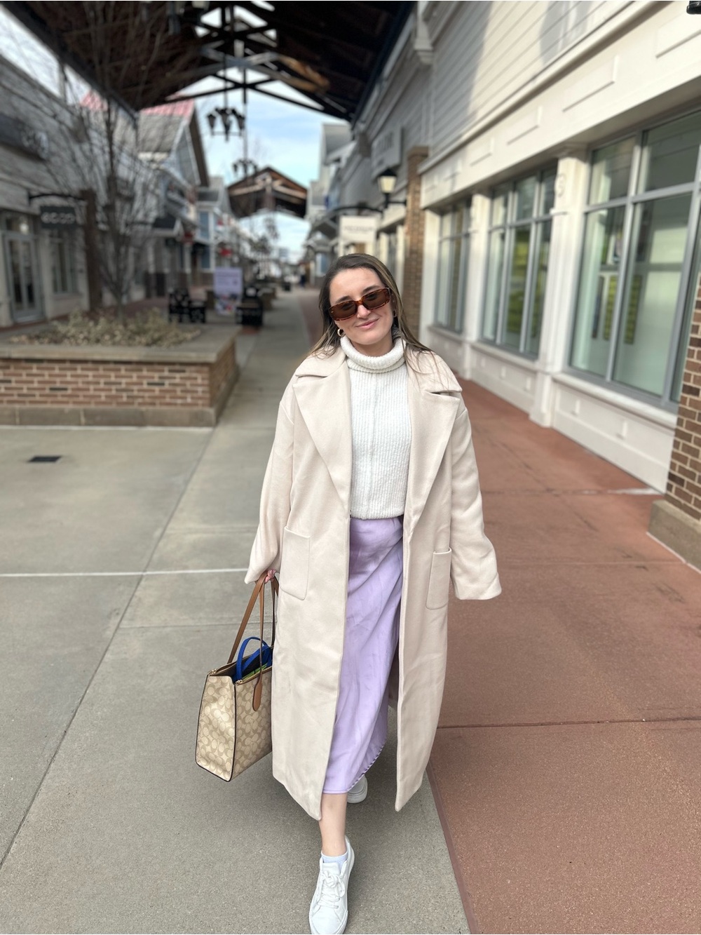 Lilac silk mid skirt